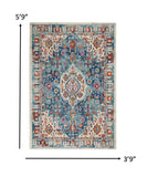 8? x 10? Ivory and Blue Floral Motifs Area Rug