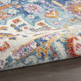 8? x 10? Ivory and Blue Floral Motifs Area Rug
