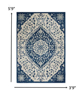 8? x 10? Ivory and Blue Medallion Area Rug