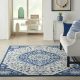 8? x 10? Ivory and Blue Medallion Area Rug