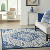8? x 10? Ivory and Blue Medallion Area Rug