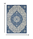 8? x 10? Ivory and Blue Medallion Area Rug