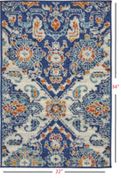 2? x 3? Blue and Ivory Persian Patterns Scatter Rug