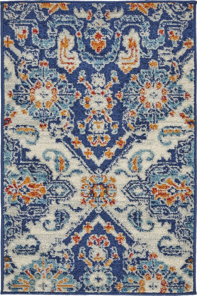 2? x 3? Blue and Ivory Persian Patterns Scatter Rug