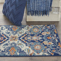 2? x 3? Blue and Ivory Persian Patterns Scatter Rug