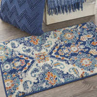 2? x 3? Blue and Ivory Persian Patterns Scatter Rug