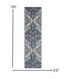 2? x 3? Blue and Ivory Persian Patterns Scatter Rug