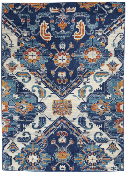 4? x 6? Blue and Ivory Persian Patterns Area Rug