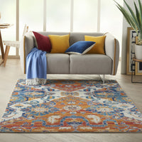 5? x 7? Ivory and Gold Floral Motif Area Rug