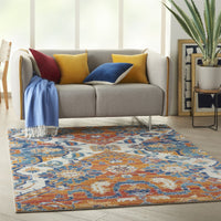 5? x 7? Ivory and Gold Floral Motif Area Rug