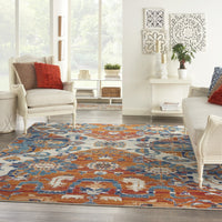 5? x 7? Ivory and Gold Floral Motif Area Rug