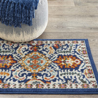 8? x 10? Blue and Gold Intricate Area Rug