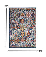 8? x 10? Blue and Gold Intricate Area Rug