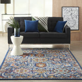 8? x 10? Blue and Gold Intricate Area Rug