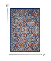 8? x 10? Blue and Gold Intricate Area Rug