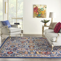 8? x 10? Blue and Gold Intricate Area Rug