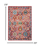 4? x 6? Red and Multicolor Decorative Area Rug