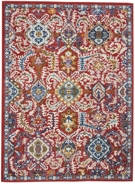 4? x 6? Red and Multicolor Decorative Area Rug