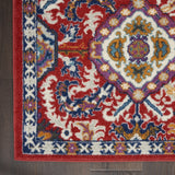 2? x 8? Red and Multicolor Decorative Runner Rug