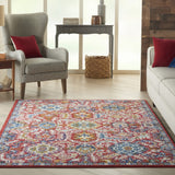 2? x 8? Red and Multicolor Decorative Runner Rug