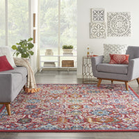 2? x 8? Red and Multicolor Decorative Runner Rug