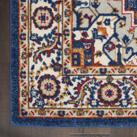 2? x 3? Blue and Ruby Medallion Scatter Rug