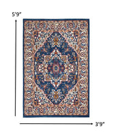 8? x 10? Blue and Ruby Medallion Area Rug