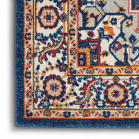 8? x 10? Blue and Ruby Medallion Area Rug