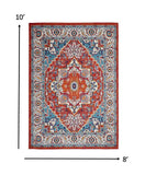 5? x 7? Red and Ivory Medallion Area Rug