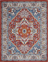 5? x 7? Red and Ivory Medallion Area Rug