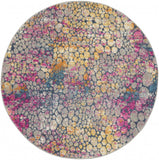 4? Round Yellow and Pink Coral Reef Area Rug