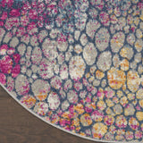 4? Round Yellow and Pink Coral Reef Area Rug