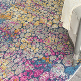 4? Round Yellow and Pink Coral Reef Area Rug