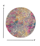 4? Round Yellow and Pink Coral Reef Area Rug