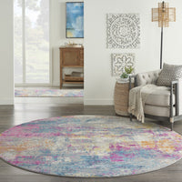 2? x 3? Ivory and Multi Abstract Scatter Rug