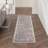 2? x 8? Gray Distressed Ornamental Runner Rug