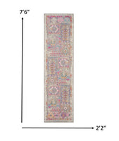 2? x 8? Gray Distressed Ornamental Runner Rug