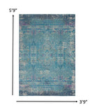 4? x 6? Blue Distressed Medallion Area Rug