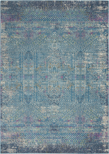 4? x 6? Blue Distressed Medallion Area Rug