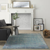 4? x 6? Blue Distressed Medallion Area Rug