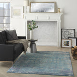 4? x 6? Blue Distressed Medallion Area Rug