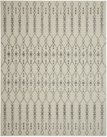 2? x 8? Ivory and Gray Geometric Runner Rug