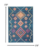 4? x 6? Navy Blue Berber Pattern Area Rug