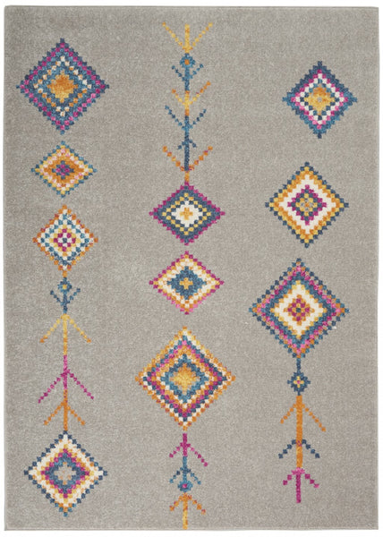 7? x 10? Gray and Multicolor Geometric Area Rug