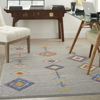 7? x 10? Gray and Multicolor Geometric Area Rug