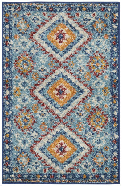 8? x 10? Blue and Multi Diamonds Area Rug