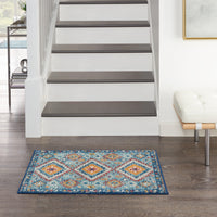 8? x 10? Blue and Multi Diamonds Area Rug