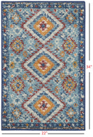 8? x 10? Blue and Multi Diamonds Area Rug