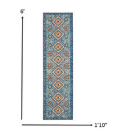 8? x 10? Blue and Multi Diamonds Area Rug
