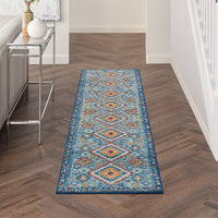 8? x 10? Blue and Multi Diamonds Area Rug